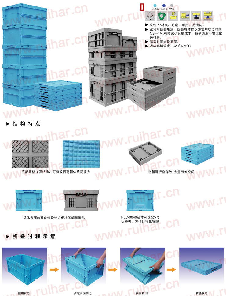 折疊式周轉(zhuǎn)箱,PLC-05B6,400x300x165,02420